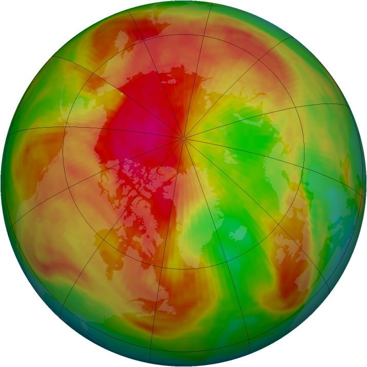 Arctic ozone map for 22 March 1991